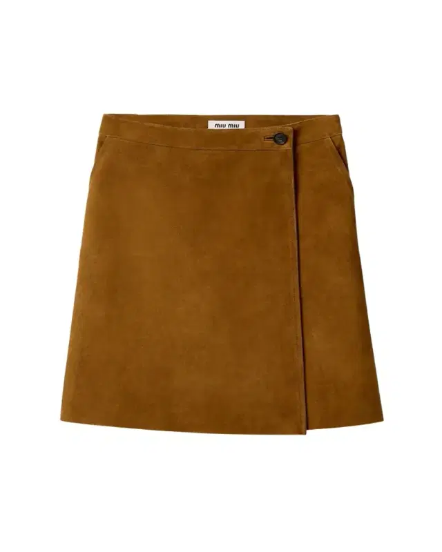 Suede Knee-Length Wrap Skirt