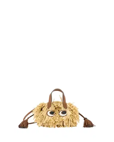 Anya Hindmarch Small Eyes Fringe Raffia Tote Bag | Thumbnail 1