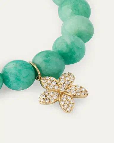 Sydney Evan 14K Yellow Gold Plumeria Charm and Russian Amazonite Bead Bracelet | Thumbnail 3