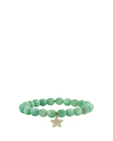Sydney Evan 14K Yellow Gold Plumeria Charm and Russian Amazonite Bead Bracelet | Thumbnail 1