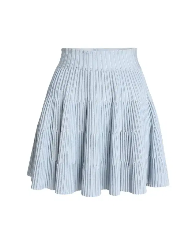 Pleated Knit Flare Mini Skirt