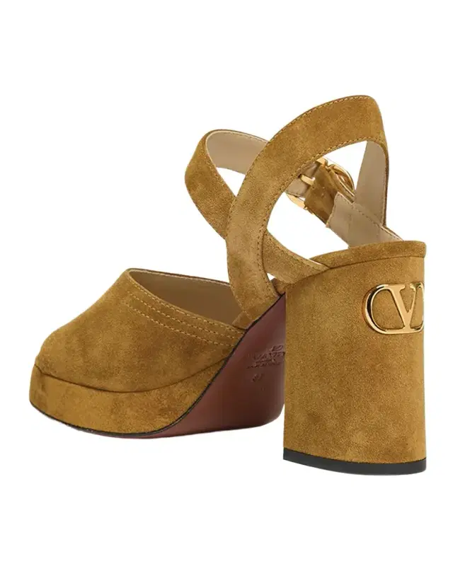 Valentino Garavani Fawcette VLogo Suede Platform Sandals