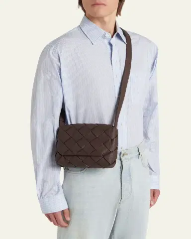 Bottega Veneta Men's Small Intreccio Leather Crossbody Bag | Thumbnail 5 Bottega Veneta Men's Small Intreccio Leather Crossbody Bag | Thumbnail 5