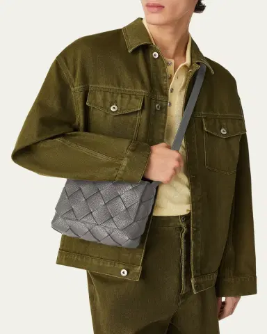 Bottega Veneta Men's Small Intreccio Leather Crossbody Bag | Thumbnail 9 Bottega Veneta Men's Small Intreccio Leather Crossbody Bag | Thumbnail 9