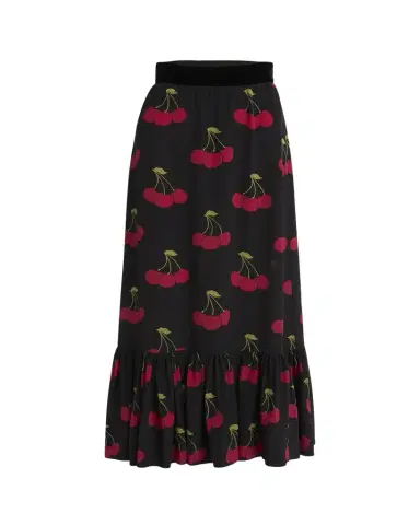Valentino Garavani Cherry Print Flounce Silk Maxi Skirt | Thumbnail 1