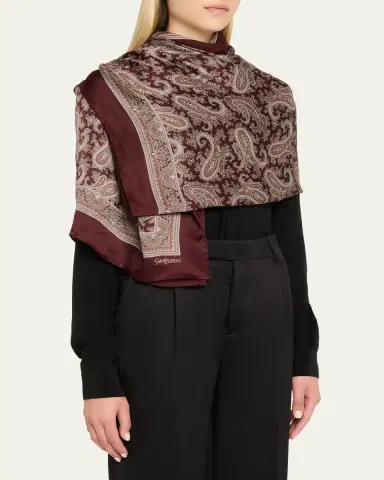Saint Laurent Paisley Silk Charmeuse Scarf | Thumbnail 2