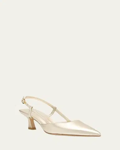 Stuart Weitzman Vinnie Metallic Kitten Slingback Pumps | Thumbnail 3 Stuart Weitzman Vinnie Metallic Kitten Slingback Pumps | Thumbnail 3