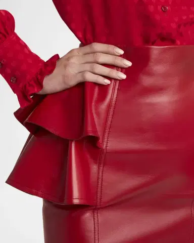 Valentino Garavani Ruffle Nappa Leather Pencil Skirt | Thumbnail 3 Valentino Garavani Ruffle Nappa Leather Pencil Skirt | Thumbnail 3