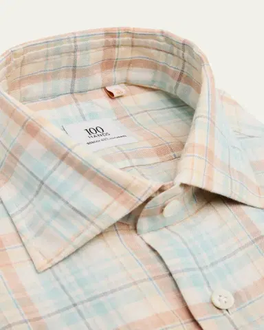 100Hands Men's Linen Vintage Check Sport Shirt | Thumbnail 2