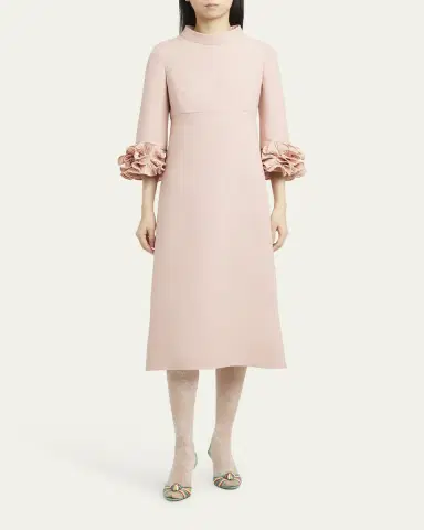 Valentino Garavani Floral Cuff Crepe Couture Midi Dress | Thumbnail 2 Valentino Garavani Floral Cuff Crepe Couture Midi Dress | Thumbnail 2