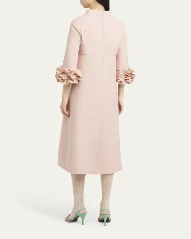 Valentino Garavani Floral Cuff Crepe Couture Midi Dress | Thumbnail 3 Valentino Garavani Floral Cuff Crepe Couture Midi Dress | Thumbnail 3