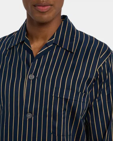 Derek Rose Men's Royal Satin Stripe Long Pajama Set | Thumbnail 4 Derek Rose Men's Royal Satin Stripe Long Pajama Set | Thumbnail 4