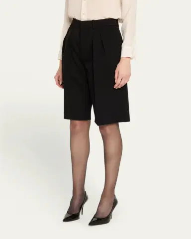 Saint Laurent Pleated Tailored Bermuda Shorts | Thumbnail 4