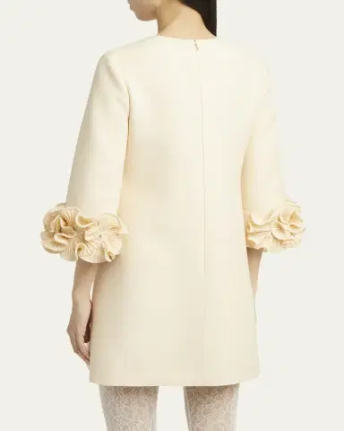 Valentino Garavani Ruffle Cuff Crepe Couture Short Dress | Thumbnail 3 Valentino Garavani Ruffle Cuff Crepe Couture Short Dress | Thumbnail 3