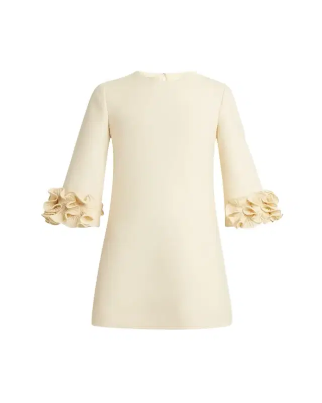 Valentino Garavani Ruffle Cuff Crepe Couture Short Dress