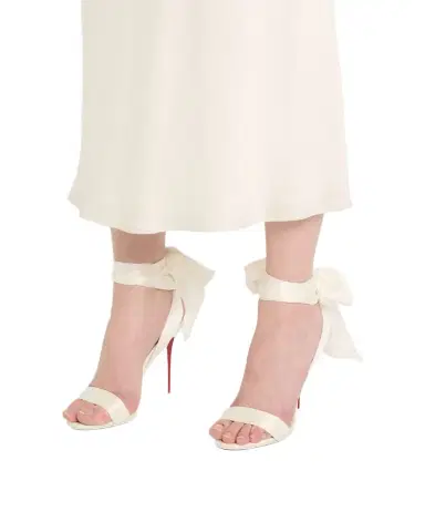 Christian Louboutin 100mm Ribbon Ankle-Wrap Stiletto Sandals | Thumbnail 1