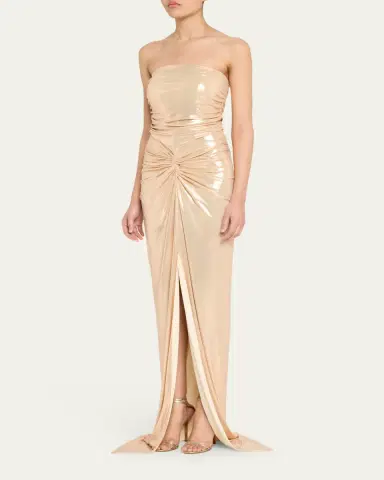 Retrofête Maytal Metallic Strapless Gown | Thumbnail 4 Retrofête Maytal Metallic Strapless Gown | Thumbnail 4