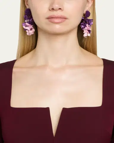 Oscar de la Renta Plexy and Raffia Flowers Earrings | Thumbnail 3