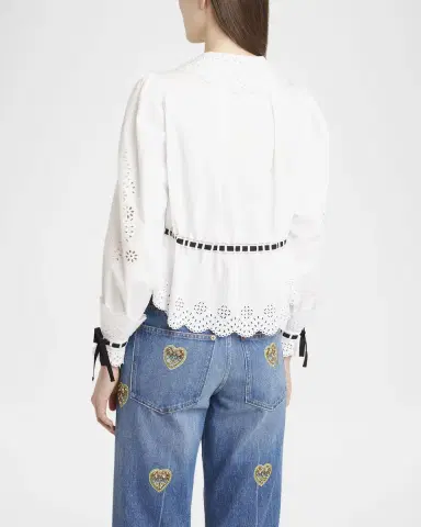 Valentino Garavani Eyelet-Embroidered Poplin Shirt | Thumbnail 2 Valentino Garavani Eyelet-Embroidered Poplin Shirt | Thumbnail 2