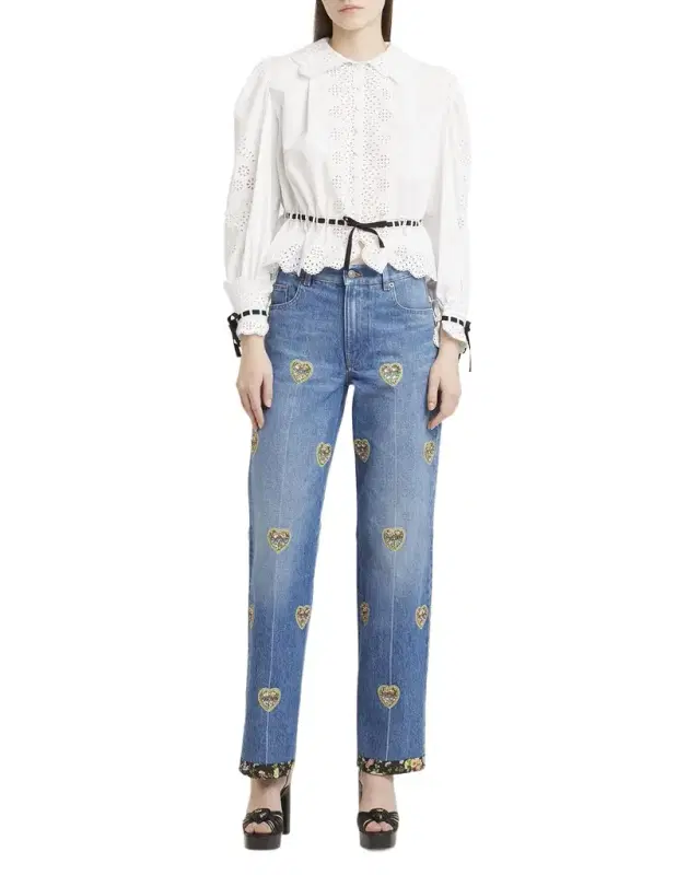 Eyelet-Embroidered Poplin Shirt