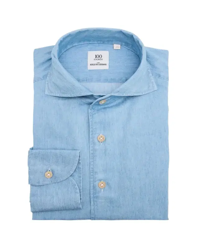 100Hands Men's Carlo Riva Denim Spread-Collar Sport Shirt