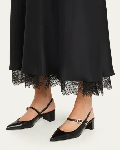 Gianvito Rossi Calfskin Mary Jane Slingback Pumps | Thumbnail 2