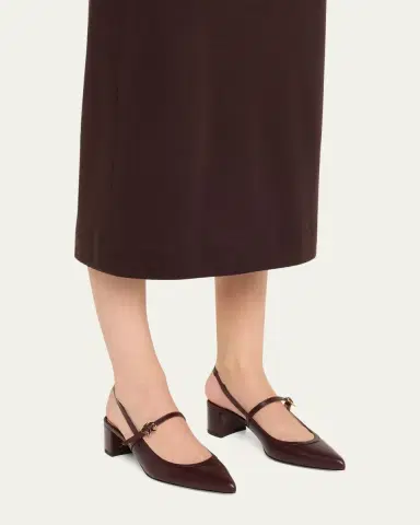 Gianvito Rossi Calfskin Mary Jane Slingback Pumps | Thumbnail 6