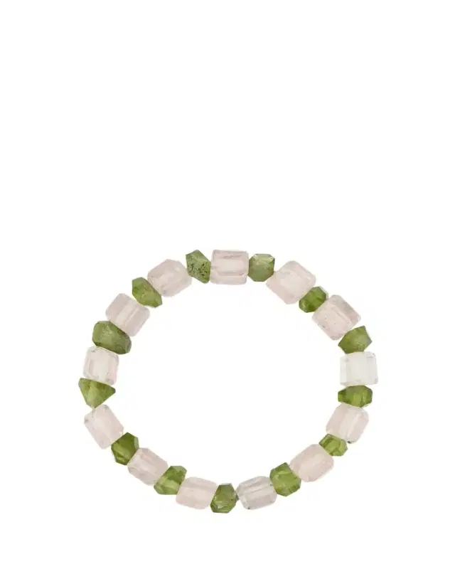 JIA JIA Gaia Rose Quartz & Peridot Stretch Bracelet
