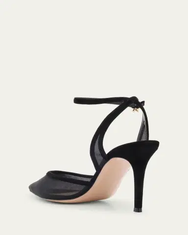 Gianvito Rossi Suede Organza Ankle-Strap Pumps | Thumbnail 2