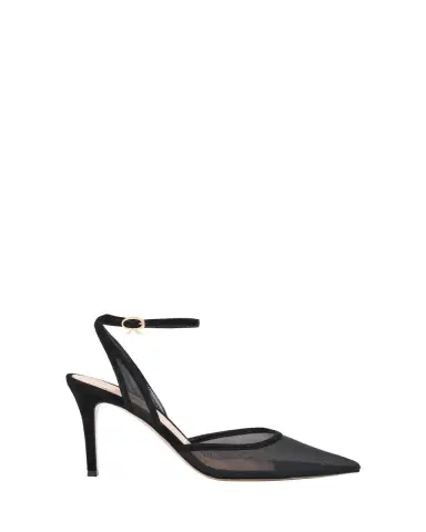 Gianvito Rossi Suede Organza Ankle-Strap Pumps | Thumbnail 4