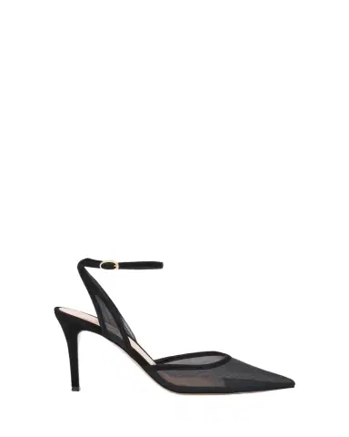 Gianvito Rossi Suede Organza Ankle-Strap Pumps | Thumbnail 1