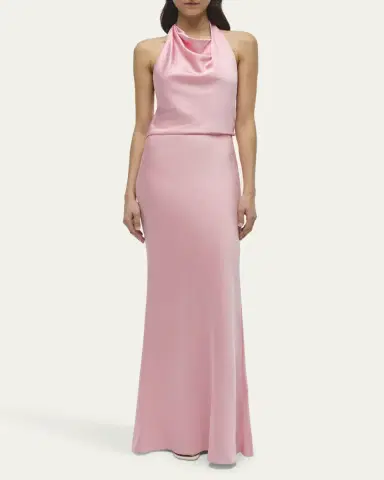 SIMKHAI Reannon Draped Satin Halter Gown | Thumbnail 5