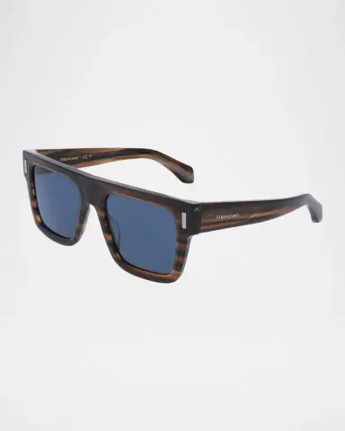 Ferragamo Men's Rivets Acetate Square Sunglasses | Thumbnail 8 Ferragamo Men's Rivets Acetate Square Sunglasses | Thumbnail 8