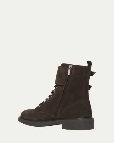 Gianvito Rossi Suede Buckle Cuff Combat Booties | Thumbnail 2