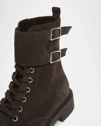 Gianvito Rossi Suede Buckle Cuff Combat Booties | Thumbnail 5