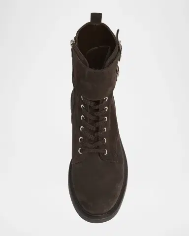Gianvito Rossi Suede Buckle Cuff Combat Booties | Thumbnail 6
