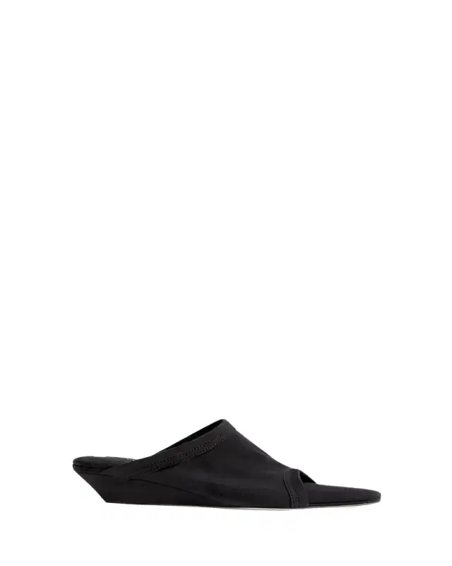 Stretch Cotton Wedge Slide Sandals
