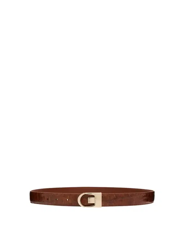 Reversible Croc-Embossed Leather Belt