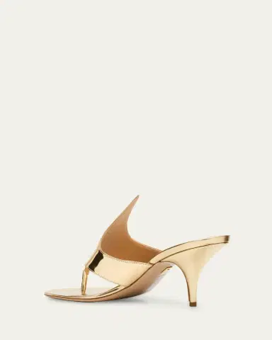 Ferragamo Lyrai Metallic Leather Thong Sandals | Thumbnail 4