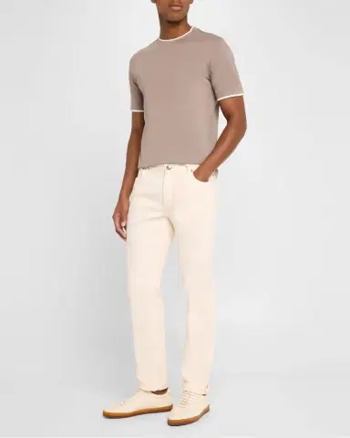 Brunello Cucinelli Men 's Crewneck T-Shirt with Tipping | Thumbnail 2