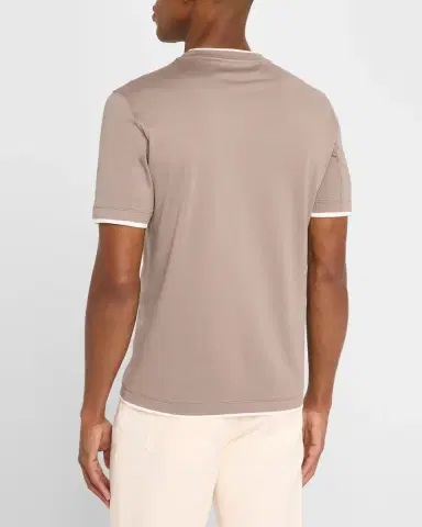 Brunello Cucinelli Men 's Crewneck T-Shirt with Tipping | Thumbnail 3