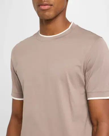 Brunello Cucinelli Men 's Crewneck T-Shirt with Tipping | Thumbnail 5