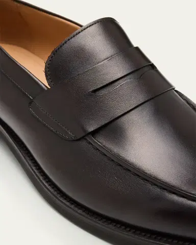 Bergdorf Goodman Men's Brushed Leather Rubber-Sole Penny Loafers | Thumbnail 5 Bergdorf Goodman Men's Brushed Leather Rubber-Sole Penny Loafers | Thumbnail 5