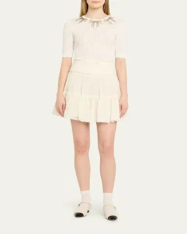 Valentino Garavani Tiered Eyelet Mini Skirt | Thumbnail 2 Valentino Garavani Tiered Eyelet Mini Skirt | Thumbnail 2