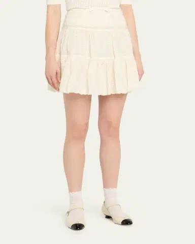 Valentino Garavani Tiered Eyelet Mini Skirt | Thumbnail 4 Valentino Garavani Tiered Eyelet Mini Skirt | Thumbnail 4