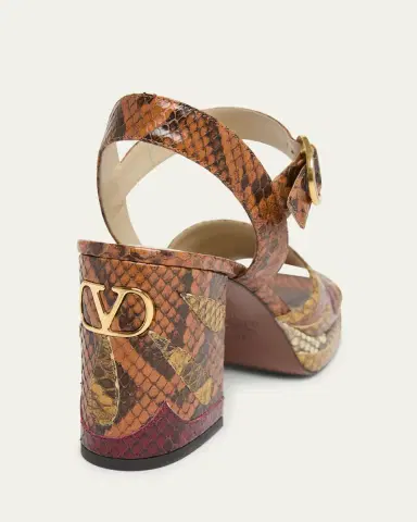 Valentino Garavani Fawcette Python Ankle-Strap Platform Sandals | Thumbnail 3 Valentino Garavani Fawcette Python Ankle-Strap Platform Sandals | Thumbnail 3