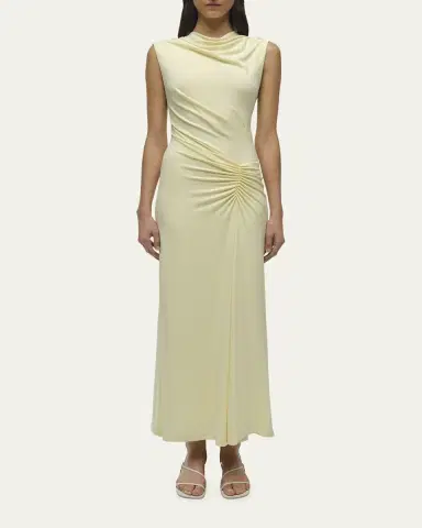 SIMKHAI Acacia Sleeveless Ruched Midi Dress | Thumbnail 2 SIMKHAI Acacia Sleeveless Ruched Midi Dress | Thumbnail 2