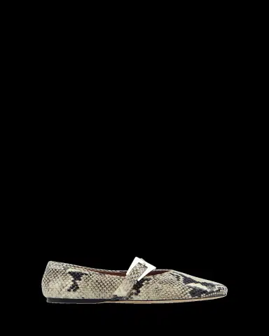 Paris Texas Sveva Snake-Embossed Mary Jane Ballerina Flats | Thumbnail 2