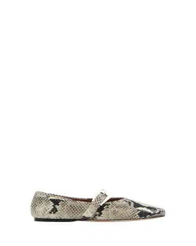Paris Texas Sveva Snake-Embossed Mary Jane Ballerina Flats | Thumbnail 1