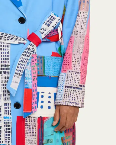 Libertine NYC Cityscape-Print Belted Long Trench Coat | Thumbnail 5